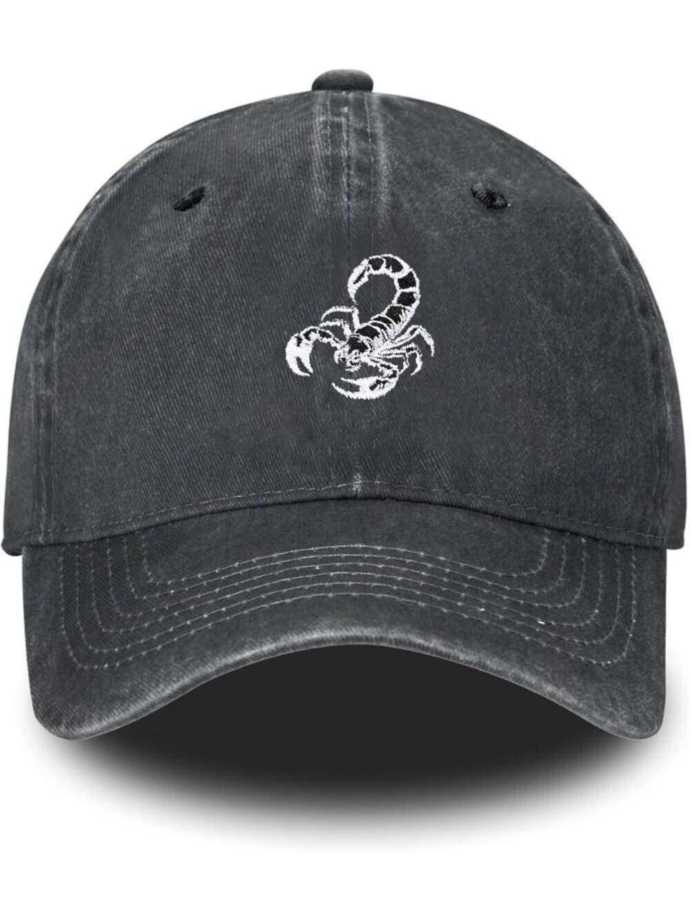 Unisax Black Animal Embroidered Adjustable Vintage Washed Distressed Baseball Ha